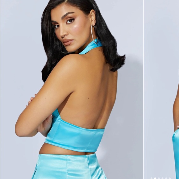 NWT Mallory Messi Satin Halter Backless Corset top XS - Picture 3 of 8